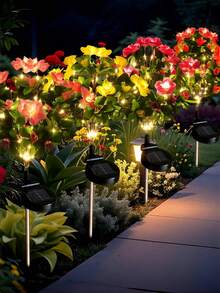 1pc Rhododendron Solar Light, Garden Light, Waterproof Solar Light With Colorful Artificial Rhododendron Flower, Suitable For Decorating Yard, Path, Patio, Porch And Lawn - Azalea - View 2