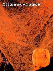 1pc Halloween Spider Web Decoration, Includes Realistic Spider, Super Elastic Spider Web, Suitable For Halloween Indoor And Outdoor Decor - Multicolor - View 13