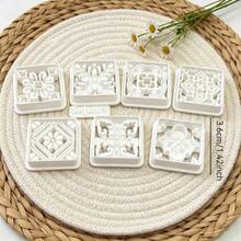 8Pcs Boho Square Tile Polymer Clay Cutters Vintage Floral Pattern Clay Molds DIY Handmade Earring Pendant Jewelry Craft Supplies - 8pcs - View 8