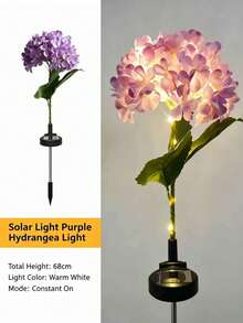 1pc[Solar Powered Single Head 20cm Large Hydrangea Flower Light]LED Outdoor Waterproof Artificial Flower Light, Solar Garden Light Outdoor Decoration For Yard, Suitable For Garden, Pathway, Backyard, Lawn Stake Lighting, Easy To Install, Large Battery, Solar Garden Light - Single-head Large Hydrangea - View 15