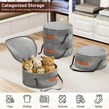 1PC Felt Hat Box - Round Travel Storage Box, Suitable For Hats, Clothes, And Plush Toys, Durable Handheld Organizer With Handle, Suitable For Men And Women, Portable Home And Travel Storage Solution, Hat Storage Organizer, Sturdy Handle Design - View 3