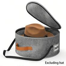 1PC Felt Hat Box - Round Travel Storage Box, Suitable For Hats, Clothes, And Plush Toys, Durable Handheld Organizer With Handle, Suitable For Men And Women, Portable Home And Travel Storage Solution, Hat Storage Organizer, Sturdy Handle Design - View 8
