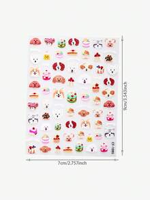 1PC Embossed Dog & Cake Nail Stickers, Preppy Back To School Cute Cartoon Puppy Dessert Nail Art Decals, Self‑Adhesive Nail Decor For Teen Girls Students - Multicolor - View 5