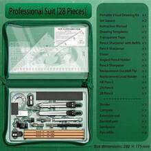 1 Set Premium Drawing Tool Kit (7/27/28/32 Pieces), Includes Stainless Steel Drawing Instrument, Precision Geometric Tools And CAD Tools, Multi-Function Combination Set. Suitable For Teaching And Architectural Sketching, Ideal Choice For Students And Engineers. Writing Tools Suitable For Students, Schools, Offices And Educational Scenarios. Back To School, New Semester, Office Supplies, School Supplies, Art Supplies, Desk Accessories. - Sets - View 16
