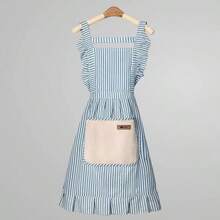 Floral Anti-Stain Apron, Breathable For Home Kitchen Cooking, Women's Striped Design With Pockets, Fresh And Clean Workwear, Suitable For Kitchen And Home Country Style, Can Be Used For Wiping Hands And Tying Around Waist - Multicolor - View 14