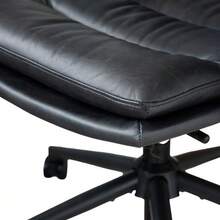 Home Office Desk Chair, Ergonomic Leather Computer Chair With Oak Wheels And Armrests, Height-Adjustable Swivel Chair For Executives - Black - View 3