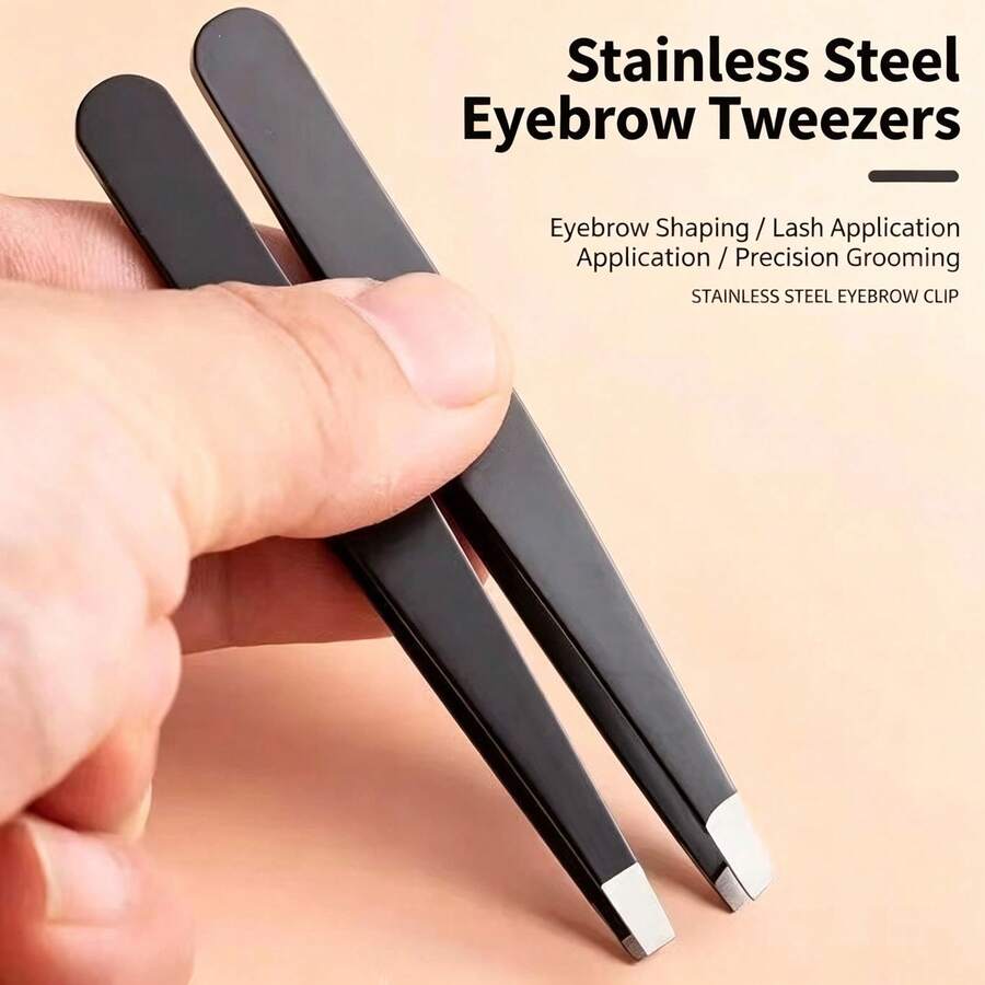 2/4 Stücke Edelstahl Augenbrauen Pinzetten, Präzisions Schrägspitze Pinzette zum Formen der Augenbrauen, zum Anbringen von Wimpern, zur Entfernung von Gesichtshaaren, Make-up Werkzeug für Frauen