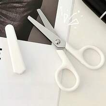 2pcs, Craft Tool Set, Wrapping Paper Cutter + Mini White Scissors. Portable Stainless Steel Blade Paper Cutter, Handmade Stationery, Office And Study Gift, Men's Tool, Stainless Steel Art Supplies, Scissors, Portable Small Scissors. - Multicolor - View 4