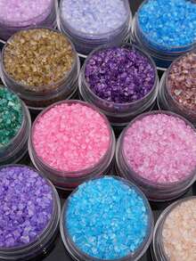 1‑4mm(0.04‑0.16 Inch) Colorful Glass Crushed Stones, Crystal Chips Particles. Exquisite Workmanship, Fresh & Versatile; Irregular Mixed‑Color Style For DIY Jewelry & Vase Filler - 1PC - View 6