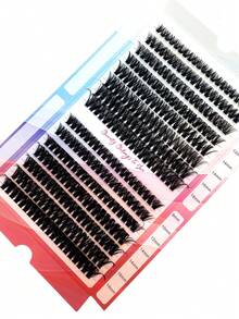 15排 300簇 60/80/100片 0.05 0.07 D/DD 蓬鬆感睫毛簇 10-18mm 混長熱熔纖維 纖細感睫毛接片 加厚捲度 單簇假睫毛 適合派對日常 DIY 濃密款 可重複使用 - 黑色 - 查看 5