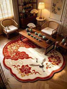 1pc Chinese Crane Pattern Asymmetrical Rug, American Country Style, Halloween, Doormat, Small Rug, Welcome Mat, Outdoor Doormat, Kitchen Rug, Home Decor, Front Door Mat, Area Rug, Home Decor, Garden Rug, Washable Rug - Multicolor - View 2