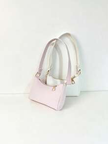 1pc Minimalist Mini Solid Color Handbag For Girls, Zipper Closure Coin & Key Storage Pouch, Casual Versatile Shoulder Underarm Bag, Lightweight Commuter Hand-Carry Bag, Suitable For Daily Use - A - View 5