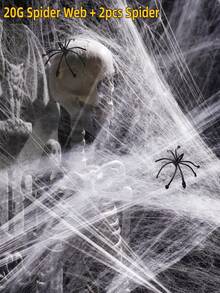 1pc Halloween Spider Web Decoration, Includes Realistic Spider, Super Elastic Spider Web, Suitable For Halloween Indoor And Outdoor Decor - Multicolor - View 15