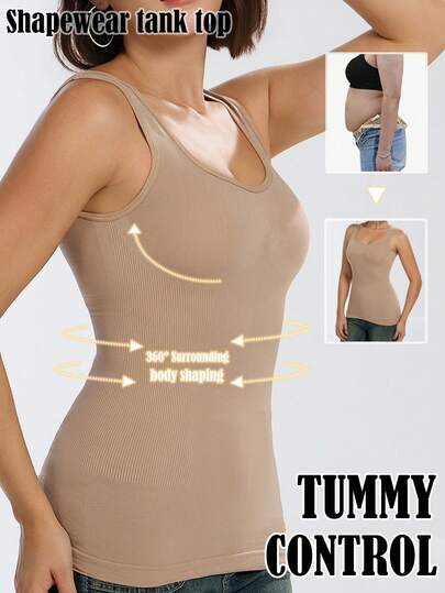 Women's Tummy Control Tank Top, Sleeveless Comfortable Shaping Camisole, Body Sculpting Workout Top