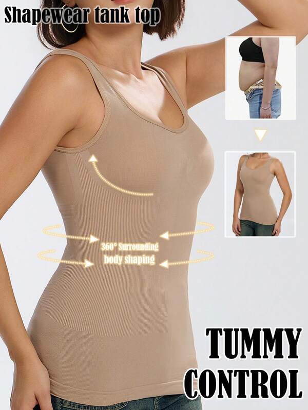 Women's Tummy Control Tank Top, Sleeveless Comfortable Shaping Camisole, Body Sculpting Workout Top