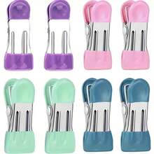8Pcs Heavy‑Duty Food Bag Clips, Anti‑Scratch Vinyl Coated Metal Clips, Multipurpose Sealing Clips For Kitchen Food Bags, Photos & Paper Files Organizing - A - View 1