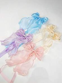 French Style Bowknot Curtain Tieback, Sheer Satin Ribbon Curtain Rope, Multi-Color No-Drill Curtain Tie, Suitable For Semi-Transparent And Regular Curtains, For Bedroom, Living Room, Romantic Home Decor - Multicolor - View 7