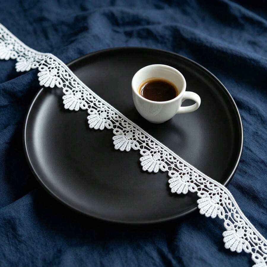 Retro Embroidered Lace Ribbon Tassel Lace Trim, 0.43 Inches Wide. Lace Decorative Technique. Suitable For DIY Embroidered Bed Skirts, Wedding Party Decorations, Jumpsuits, And Craft Decorations | Embossed Design | Decorative Item - Multicolor - View 1
