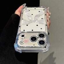 極簡黑色波點蝴蝶結交叉設計防震手機殼，夏季日常必備，適用於 Apple 17 17 Pro 17 Pro Max - 彩色 - 查看 3