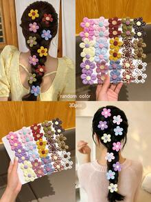 30入彩色花朵髮夾 日常裝飾用 - 彩色 - 查看 3