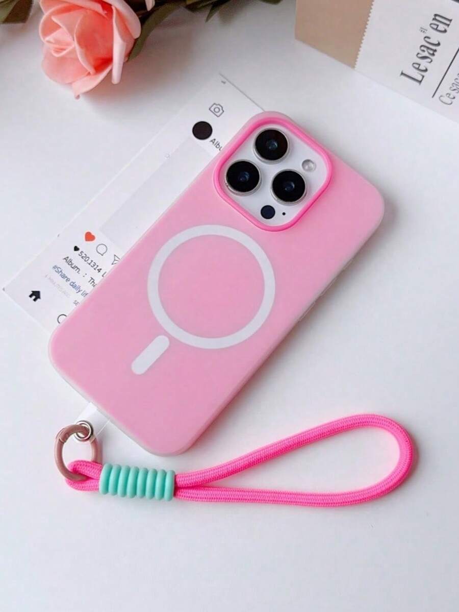 CteGlodrix [Jelly Magnetic - Lanyard]Compatible With IPhone 18 17 16 15 14 13 12 11 Pro Max Minimalist Macaron Color Magnetic Anti-Drop Phone Case With Wrist Strap