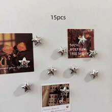 5/10 Pcs Silver Star Refrigerator Magnets, Acoustic Panel Magnetic Stickers, Kitchen Fridge Decor, Refrigerator Door Decoration, Photo Holder, Holiday Gift - A - View 8