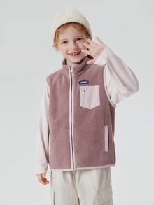 mini bala New Autumn Winter Unisex Young Girl Anti‑Static Fleece Vest Belly‑Warming Cozy Practical Layering Piece - Purple - View 1