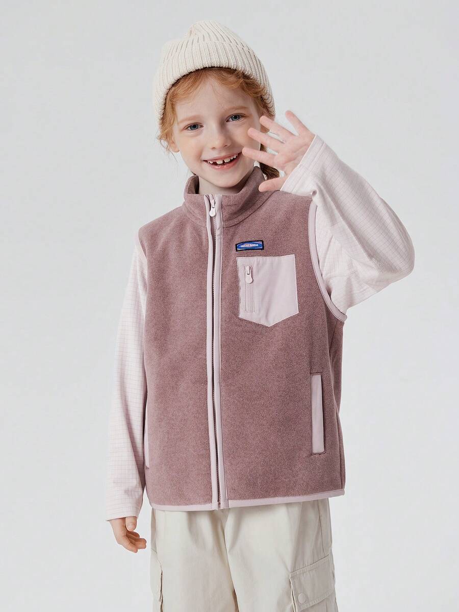 mini bala New Autumn Winter Unisex Young Girl Anti‑Static Fleece Vest Belly‑Warming Cozy Practical Layering Piece - Purple - View 1