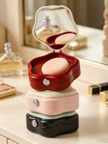10/3/2/1pc Luxury Style Plastic Five‑Petal Flower Shaped Travel Puff Box With Built‑In Mirror & Flip‑Top Lid Detail,Portable Makeup Puff Storage For Travel Touch‑Up, Cosmetic Puff Holder Case,Suitable For Daily Commute, Vacation, Outdoor Makeup - Multicolor - View 2