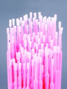 100pcs Eyelash Extension Cleaning Swabs, Eyelash Grafting & Tattoo Makeup Tools, Eyeliner Removal Brush With Storage Box - Multicolor - View 2