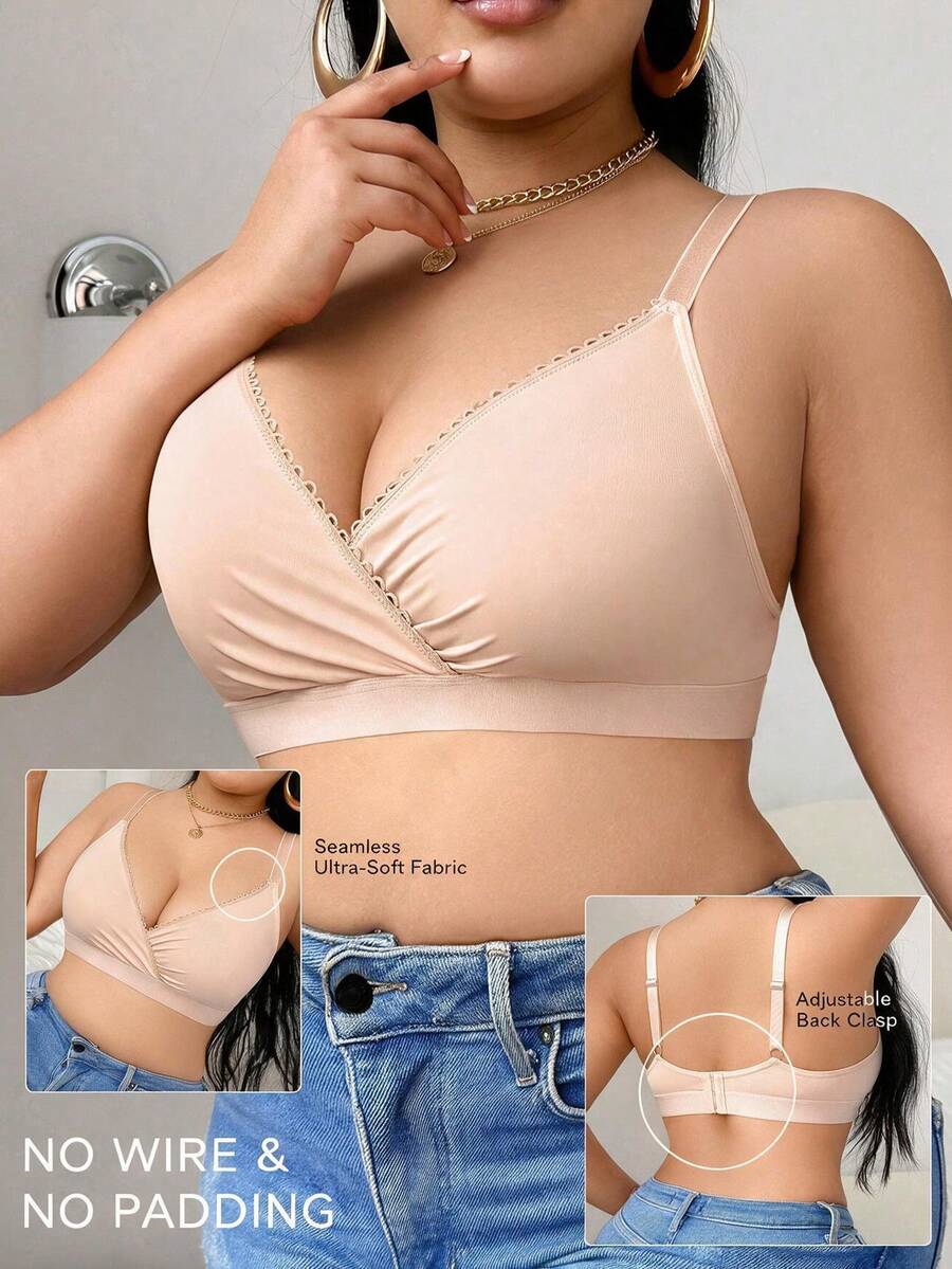 1 pieza Sujetador sin almohadilla ni cables para mujer de talla grande
