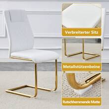 4-Piece Dining Chair Set / Minimalist Style Dining Chair / 120 Kg Load Capacity / Ergonomic / Easy Assembly / Non-Slip Rubber Feet / Suitable For Restaurant, Apartment / White + Gold - 白色+金色 - 查看 6