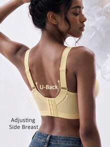 Women' S Solid Color Push Up Bra - Comfortable Fit, Full Coverage & Minimalist Design - Yellow - View 5