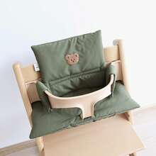 1pc Baby Cute Bear Pattern Removable & Washable High Chair Seat Cushion, Soft Skin-Friendly Anti-Slip, Essential For Feeding Stage, Easy Installation, Machine Washable, Fits Multiple High Chair Models - Army Green - View 3