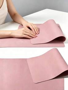 Soft Pink Manicure Desk Mat, Waterproof PU Leather, Salon Desk Pad, Foldable Manicure Armrest Pad, Nail Art Desk Mat, Makeup & Nail Leather Display Practice Pad, Minimalist Waterproof Anti-Fouling Nail Mat, Non-Slip Nail Mat, Suitable For Nail Salons And Home Use - Dusty Pink - View 8
