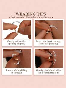 CIZME 3pcs 14K Earrings Backless Half Hoop Huggie Earrings Or Women Featuring Open Hoop Design Non-Tarnish Sleep Friendly Jewelry Charm Earring Hoop Gift - Golden and Silvery - View 2