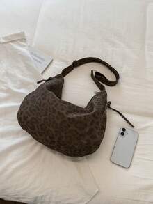 Autumn And Winter New Leopard Pattern Women's Shoulder Bag, Fashionable And Versatile Adjustable Shoulder Strap Shoulder Bag/Commuter Bag - Coffee Brown - View 6