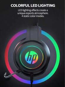HP H100 Professional Gaming Headset Immersive Sound Effect High-Definition Noise Canceling Microphone Multi-Color RGB Lighting Adaptive Headband Music/Gaming Dual Mode Compatible With PC And Phone Optional Cute Cat Ear Accessory - View 6
