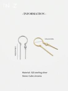 1pc 925 Sterling Silver Zirconia Wind Chime Double Pendant Hoop Earring - Cartilage Ring, Helix Ring, Nose Ring, Septum Ring, Seamless Snap Closure Earring, Mini Earring, Tragus Ring, Cartilage Ring, Helix Piercing Ring, Silver Seamless Cartilage Earring, Suitable For Men And Women Daily Wear - Wind Chime Earrings - View 3