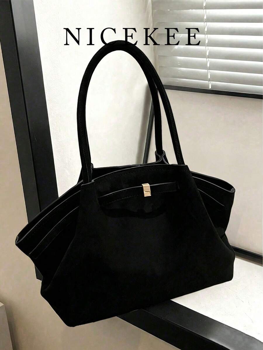 Nicekee Simple And High-End Shoulder Tote Bag With Exquisite Square Buckle Decoration, Suitable For Commuting To Work, Daily Shopping And Travel