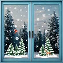 1 Set Christmas Snowflake, Christmas Tree, Bird Pattern Decorative Stickers, Christmas Static Window Stickers, Holiday Party Home Decor Stickers, Christmas Party DIY Decorative Window Stickers, Atmosphere Creating Supplies, Photo Props, Suitable For Christmas Home Decor, Holiday Party Window Decoration, Store Window Decorative Stickers - Multicolor - View 4