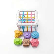 Sensory Shape Sorting Activity Cube Fine Motor Skill Training Montessori Education Elastic Band Perforated Blocks Set Learning Gift, Children's Sensory Shape Sorting Blocks Toy, Children's Sensory Shape Sorting Blocks Toy, Activity Cube Box - Multicolor - View 6