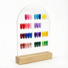 1pc Arched Acrylic Nail Color Display Stand With Base, Transparent Nail Display Board, Nail Salon Nail Practice Tool, Nail Tip Display Tool - Clear - View 2