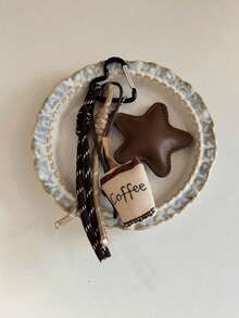 Fashionable & Unique Coffee Star Knot Bag Charm/Pendant Keychain Travel Portable Lightweight Durable Stylish For Home For Outdoor Daily Use Summer -Style Star Coffee Pendant PU Braided Rope Bag Charm Girls Accessory Maillard Color Scheme Keychain - Multicolor - View 4