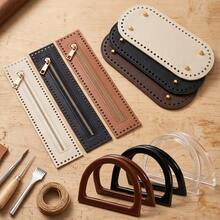 12Pcs/Set Crochet Bag Making Kit Include 6Pcs D-Shape Bag Handles 3Pcs PU Leather Bag Bases 3Pcs Crochet Zippers For DIY Purse Handbag Crafts - 12Pcs/Set - View 7