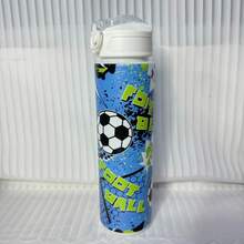 1个750毫升/26盎司塑料运动水瓶，印有足球、足球鞋和“FOOT BALL”字样图案，可爱印花，防漏翻盖，轻便耐用，大容量，可重复使用，适合办公室、健身房、户外运动、瑜伽、跑步等场合，是万圣节、圣诞节、情人节、感恩节、生日的绝佳礼物。 - 彩色 - 查看 11
