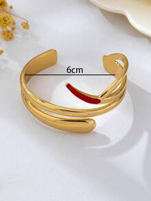 1pc Halloween Fashion Personalized Versatile Artificial Drip Oil Red Pointed Geometric Water Drop Shape Women's Bracelet - Golden Red - View 5