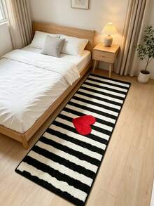 1PC Classic Striped Red Heart Square Bath Mat, Sweet & Cool Style Bathroom Rug, Suitable For Living Room, Bedroom, Entryway, Kitchen, Study, Bathroom Decor, Soft Home Decor Item, Bathroom Mat - A - View 6