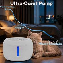 Air Mancur Minum Otomatis untuk Hewan Peliharaan 85oz/2.5L, Dispenser Air untuk Kucing Dalam Ruangan | Dispenser Mangkuk Air Kucing dengan Lampu LED dan Jendela Indikator Level Air - Cocok untuk Hewan Peliharaan dan Hewan Kecil - 2,2 liter - View 3