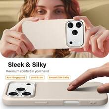 Liquid Silicone Phone Case Compatible With Iphone 18 Pro Max, Soft Anti-Slip Grip | Ultra-Fine Fiber Lining Shockproof Protection, Easy To Clean, Ultra-Thin Design Compatible With IPhone 18 Pro Max/18 Pro/18/17/16/15/14/13/12 Series - antique white - View 3